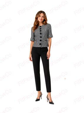 Evan Picone Petites Black White Check Cropped Jacket 6P Button Front